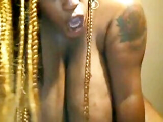 Black Bbw With Huge Tits Goes Crazy On Dildo, Screaming