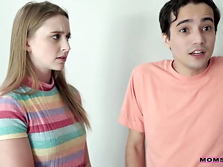 Hot Step mommy is giving sex advices to her step- son and his girlfriend, during a threesome